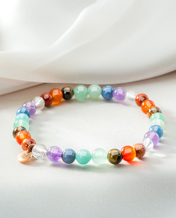 Bracelet 7 chakras multicolore 6mm