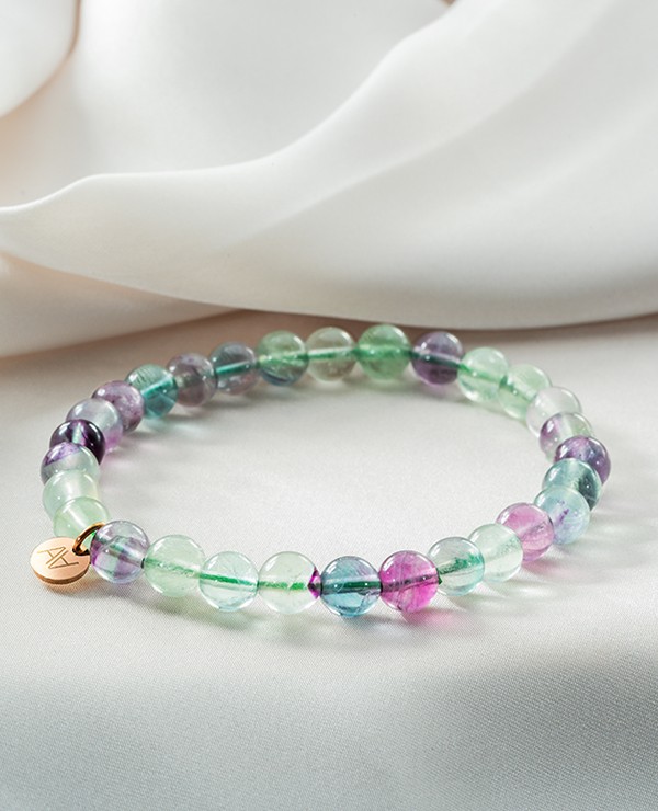 Bracelet fluorine multicolore 6mm