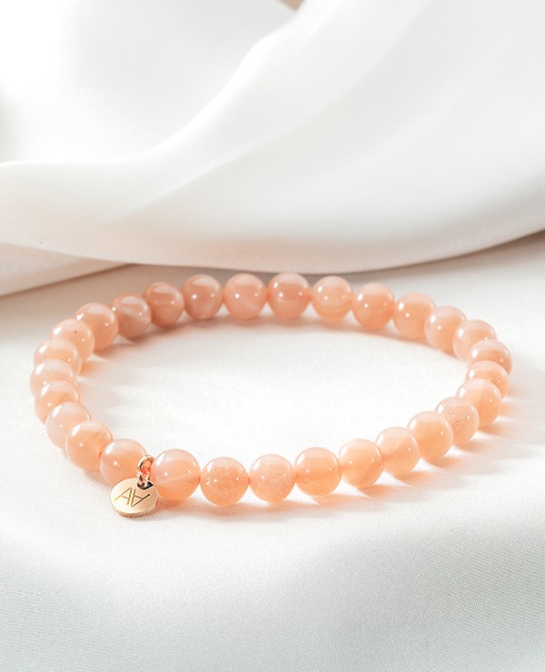 Bracelet pierre de lune rose 6mm