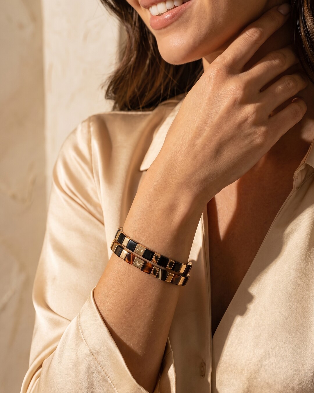 Armband Onyx und schwarzer Achat Duo Innere Stärke